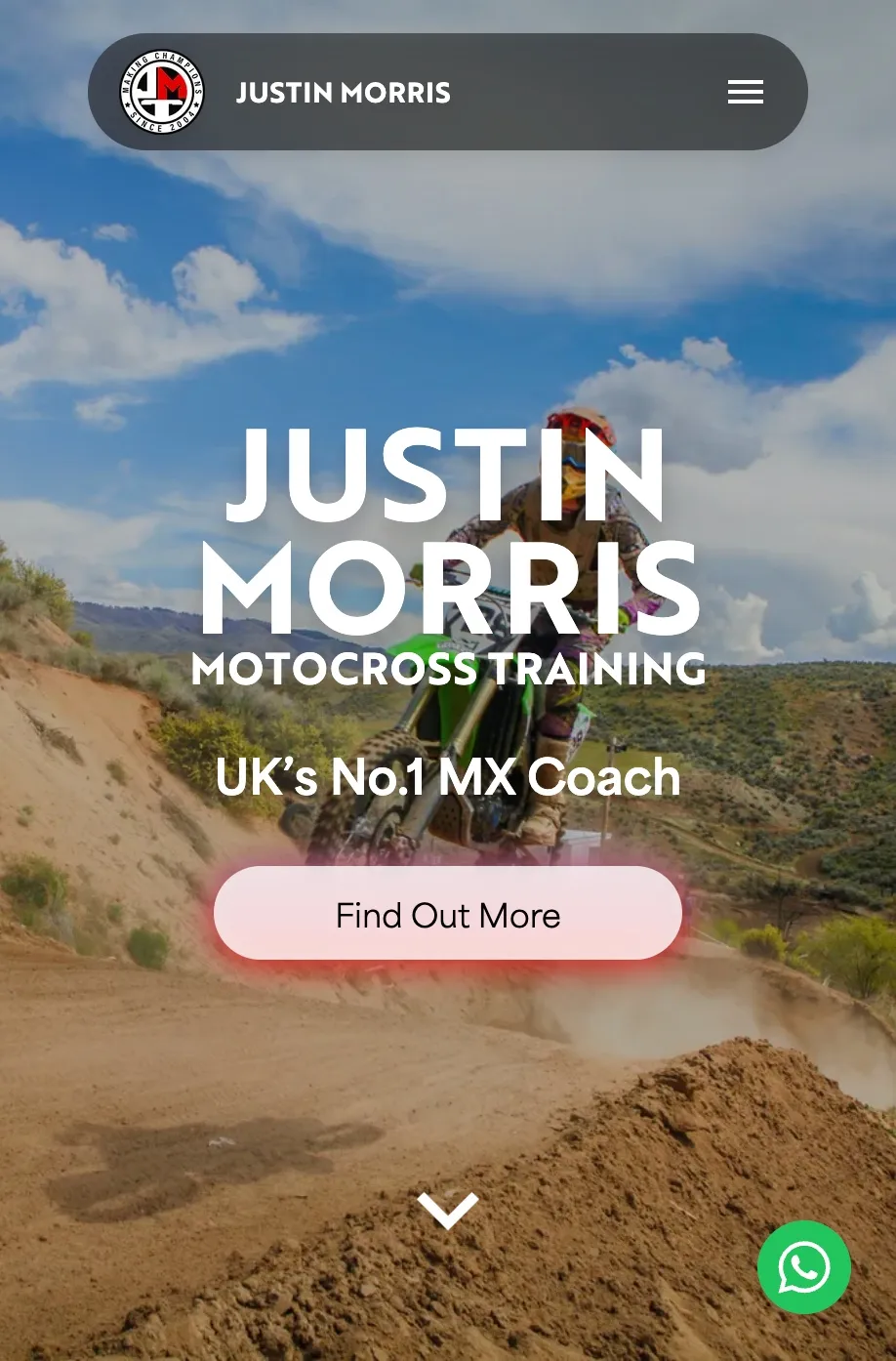 Justin Morris Motocross Website Screenshot