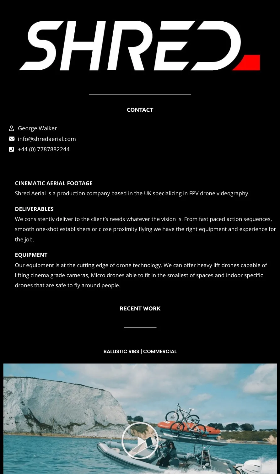 Shred Aerial Website Screenshot